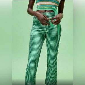 Zara Gingham Plaid Mini Flare Pants